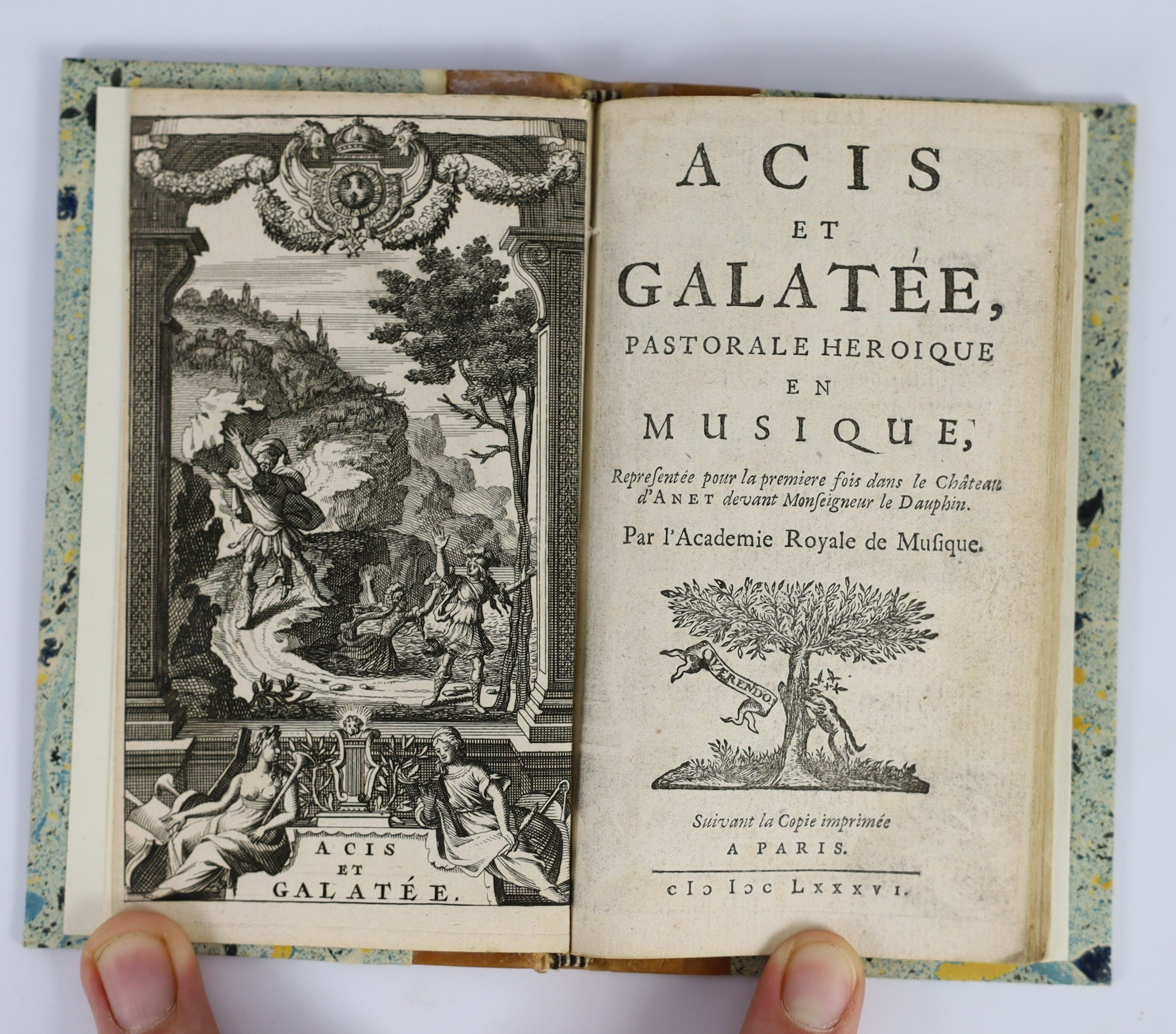 Dufresny, Charles Rivière - La Nopce Interrompue, Comedie, 12mo, quarter red morocco with marbled boards by Isadore Smeers, Pierre Ribou, Paris, 1699